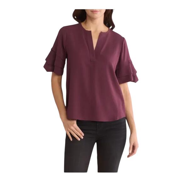 Frame Tiered ruffle short sleeve top blouse size Large L - Picture 1 of 8
